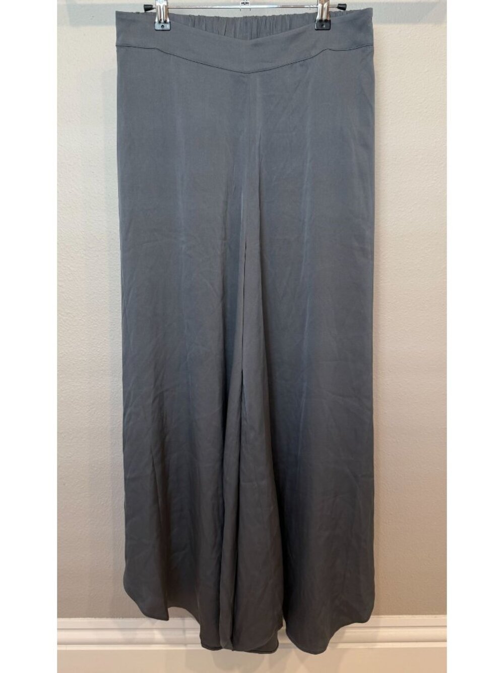 Quince Washable Stretch Silk Palazzo Pants Medium Lava Smoke Gray Quiet Luxury